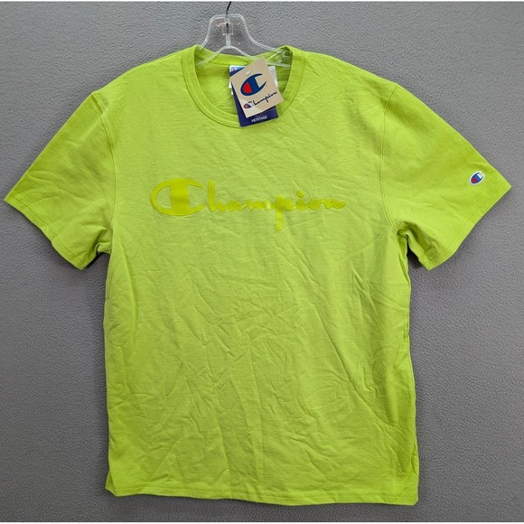 Champion Heritage Men's Heavyweight T-Shirt Size L Lime Green Cotton Casual NWT - Picture 4 of 9